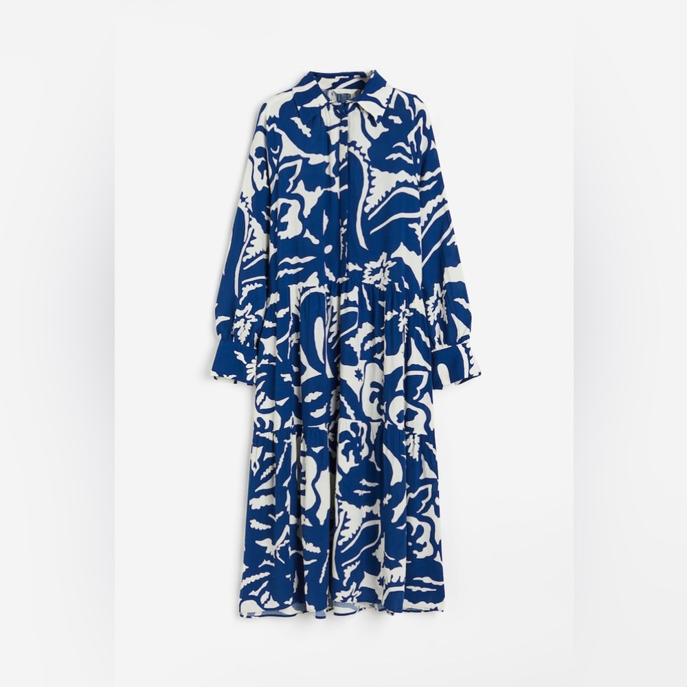 H&M Blue and White Floral Maxi Dress - XS